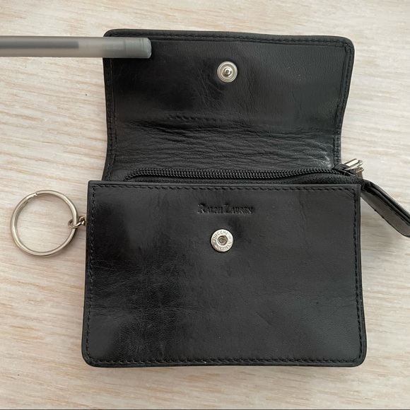 Black Ralph Lauren leather coin purse key ring - Picture 5 of 8